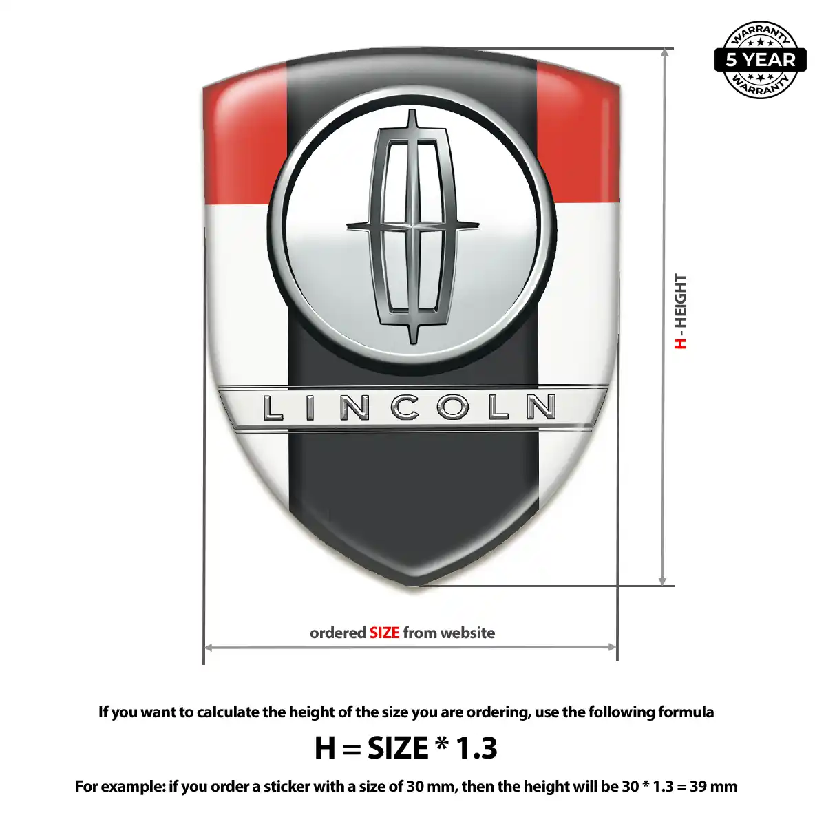 Lincoln Domed Car Sticker Elite Finish
