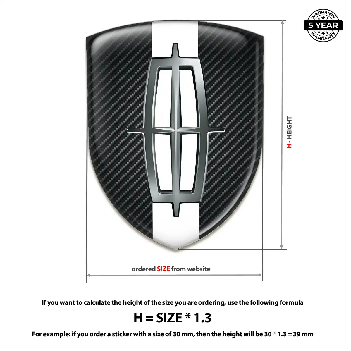 Lincoln Domed Car Sticker Refined Design