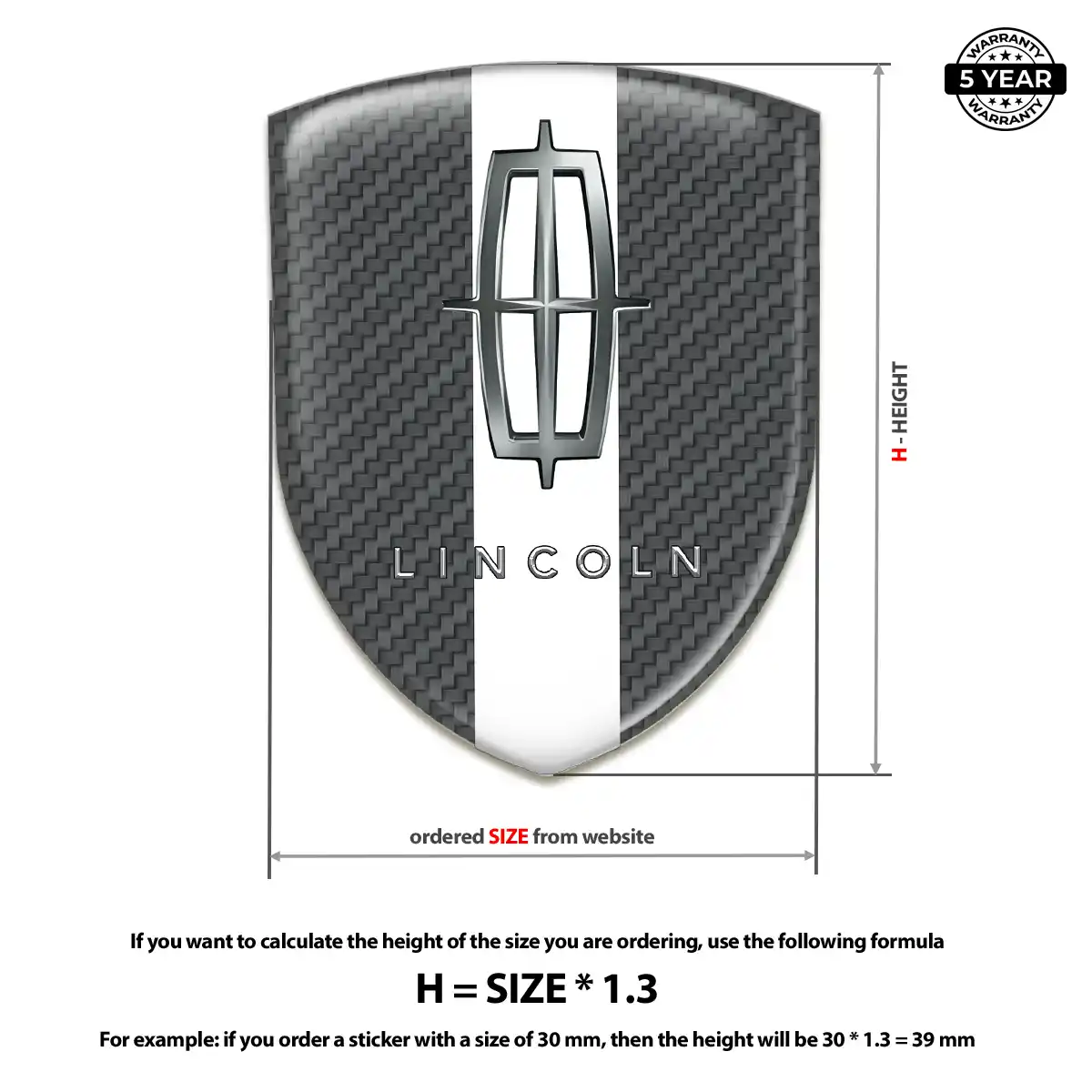 Lincoln Domed Decal Elite Finish