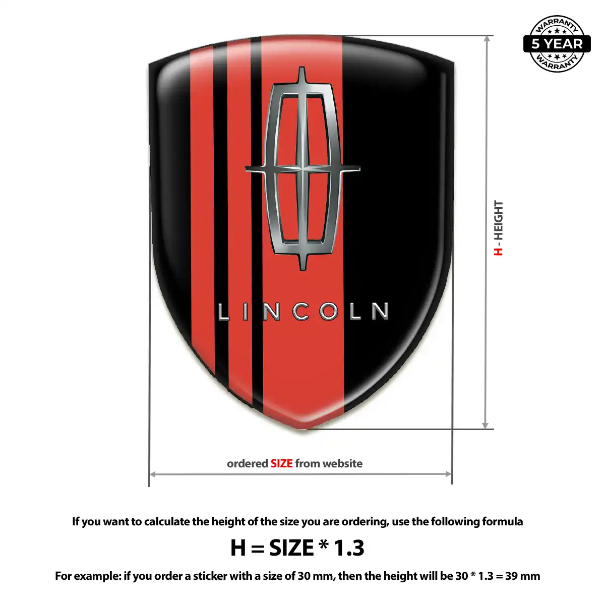Lincoln Domed Decal Refined Design