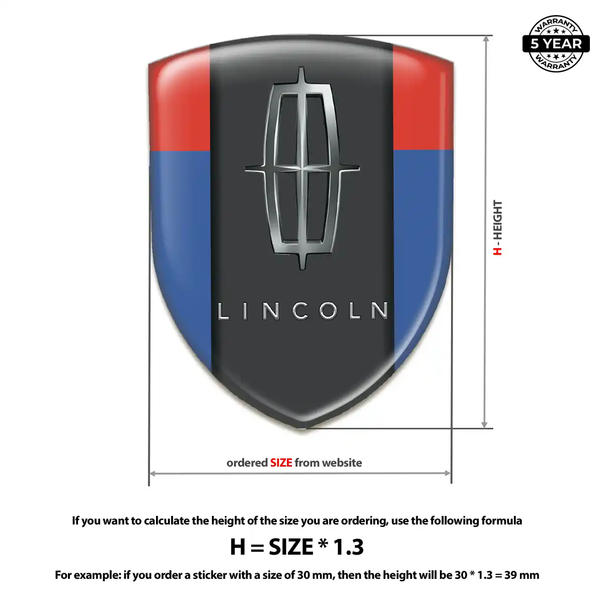 Lincoln Domed Decal Sleek Style