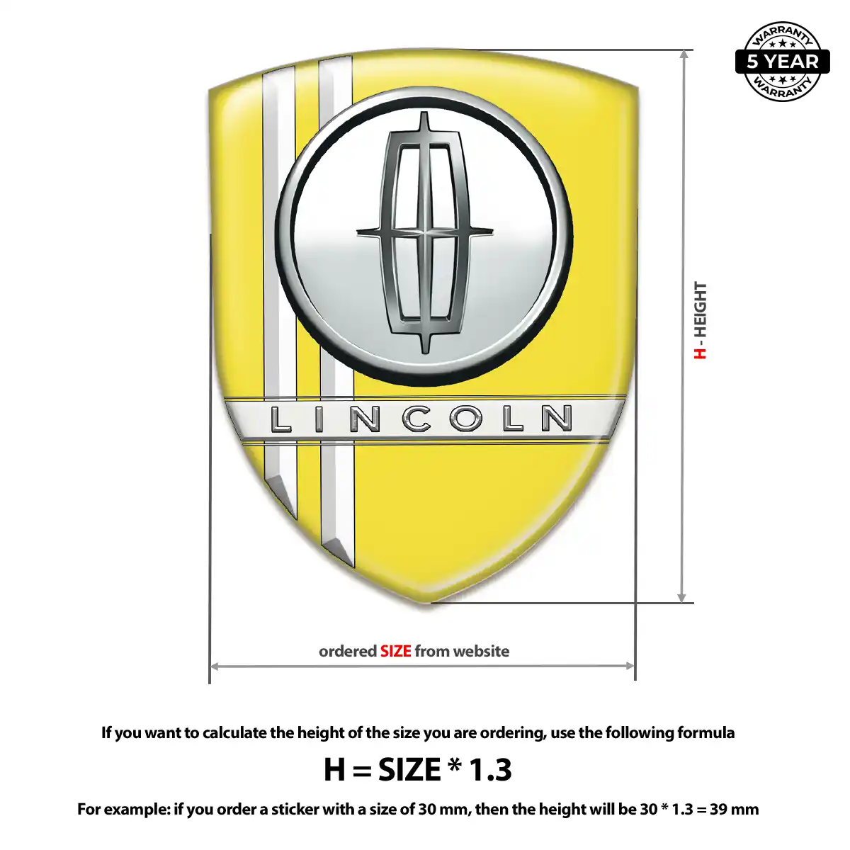 Lincoln Domed Logo Decal Refined Design