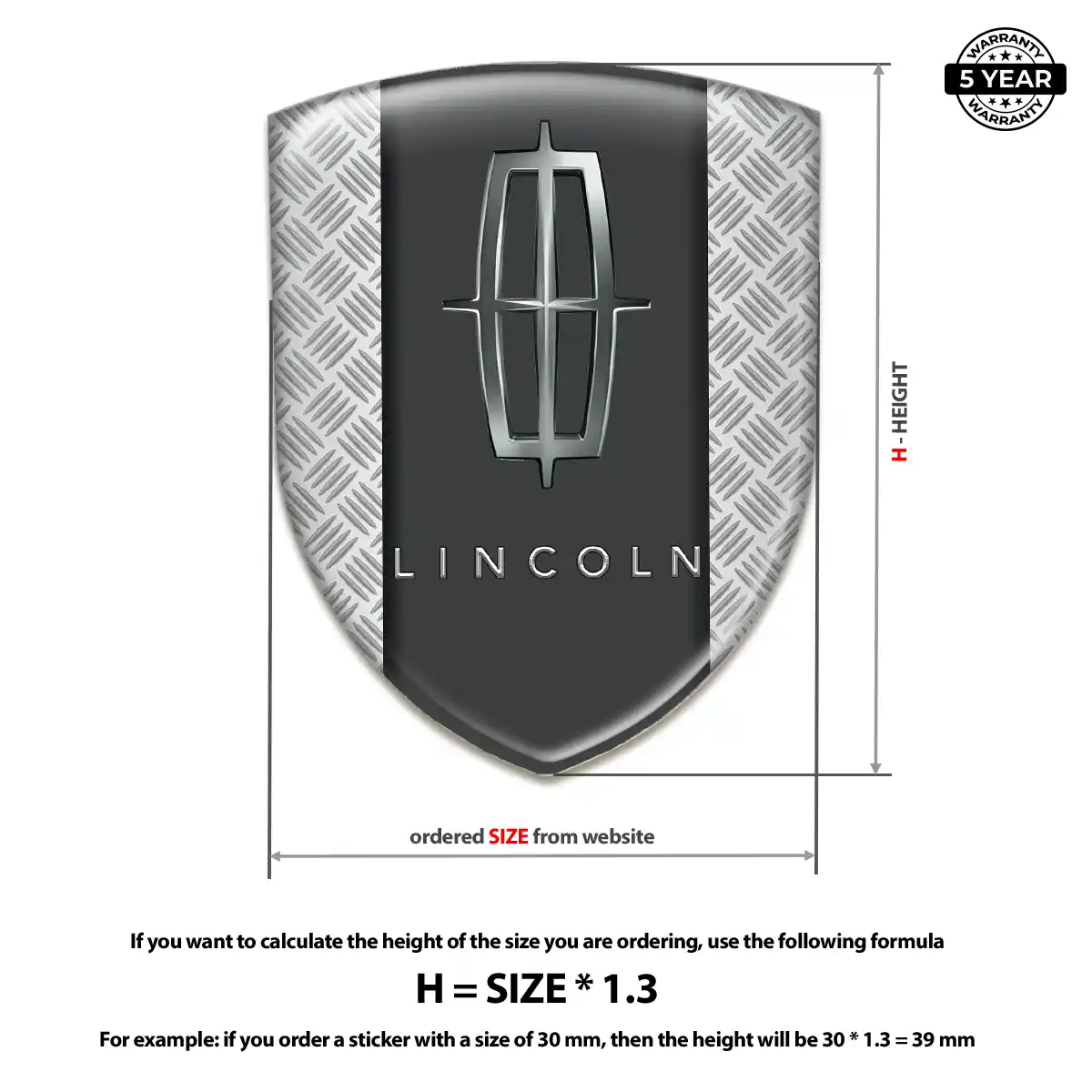 Lincoln Emblem Domed Badge Refined Design