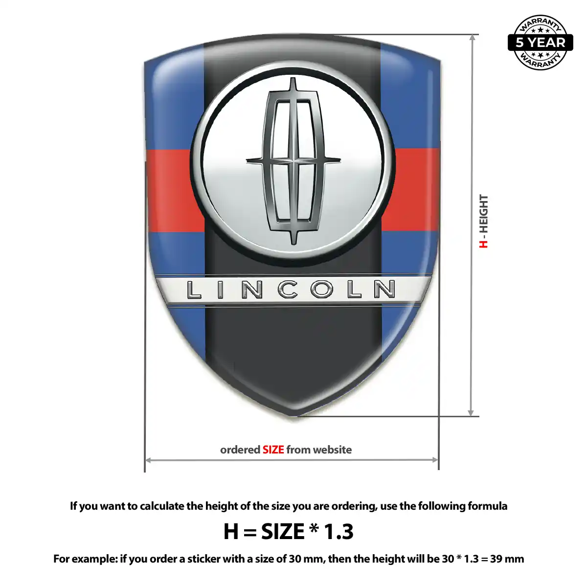 Lincoln Epoxy Domed Sticker Refined Design