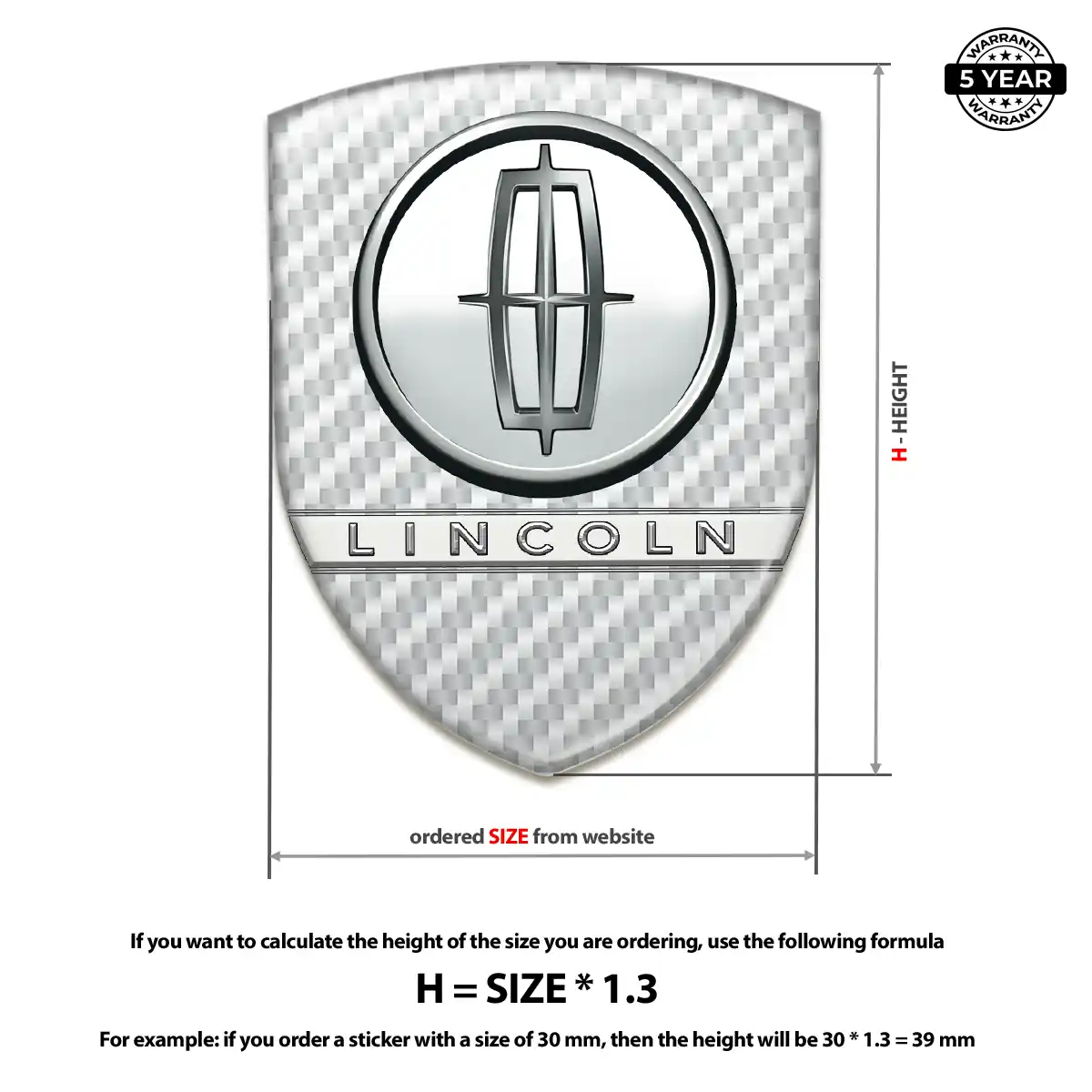Lincoln Epoxy Domed Sticker Sleek Style