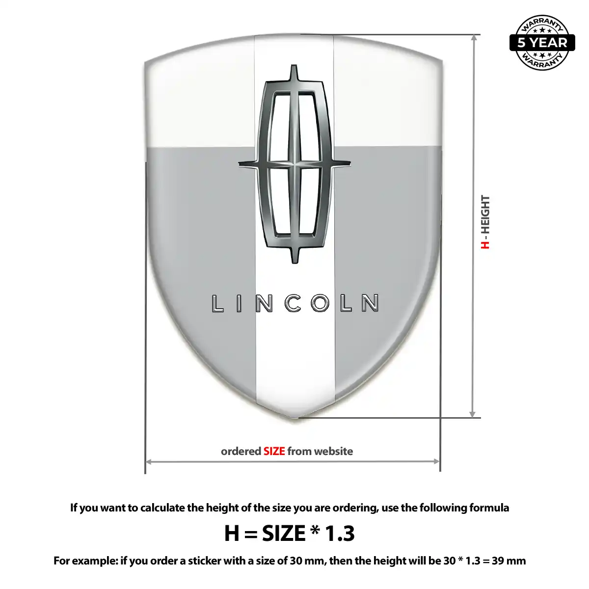 Lincoln Gel Badge Sticker Elite Finish