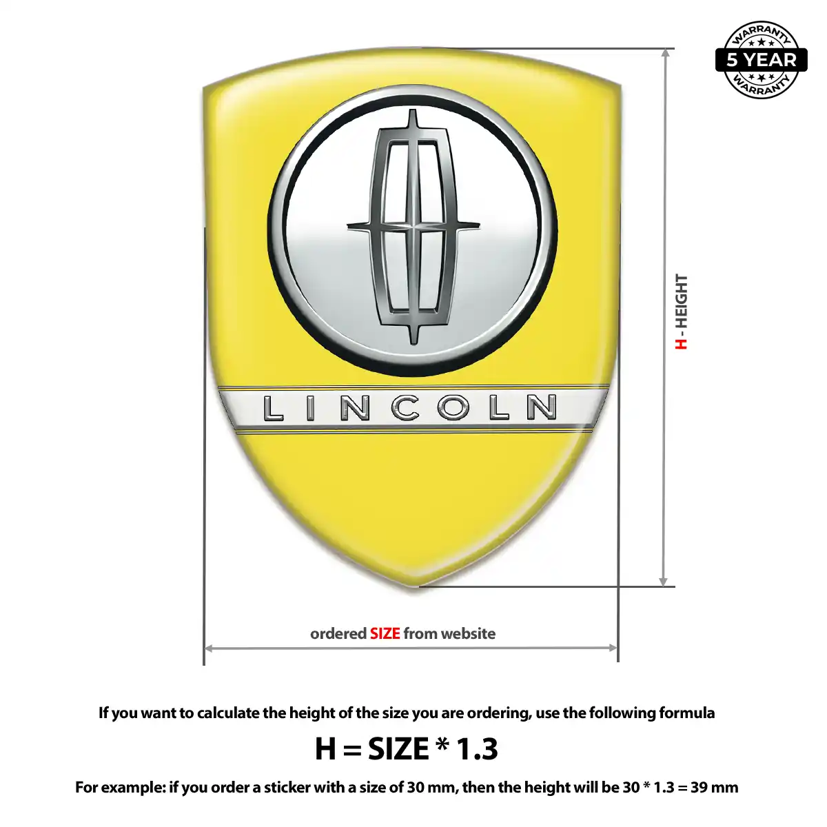 Lincoln Polyurethane Domed Sticker Refined Design
