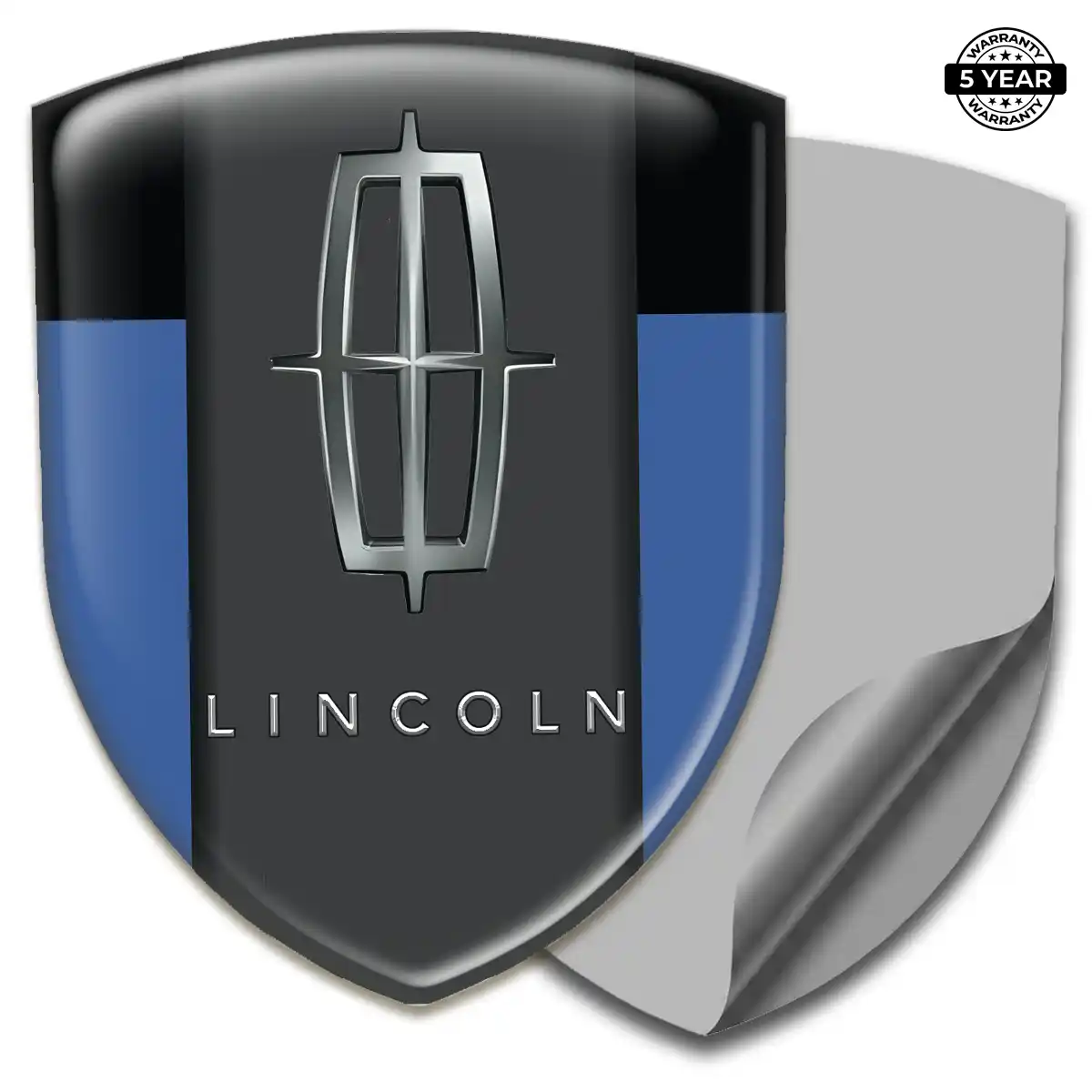 Lincoln Polyurethane Domed Sticker Sleek Style