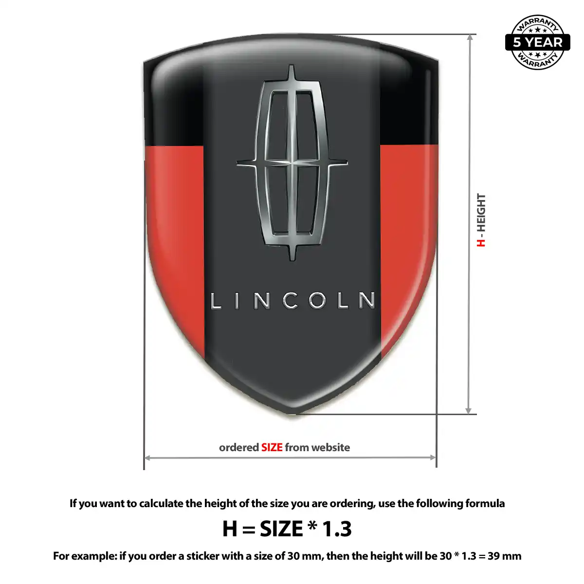 Lincoln Resin Badge Sticker Sleek Style