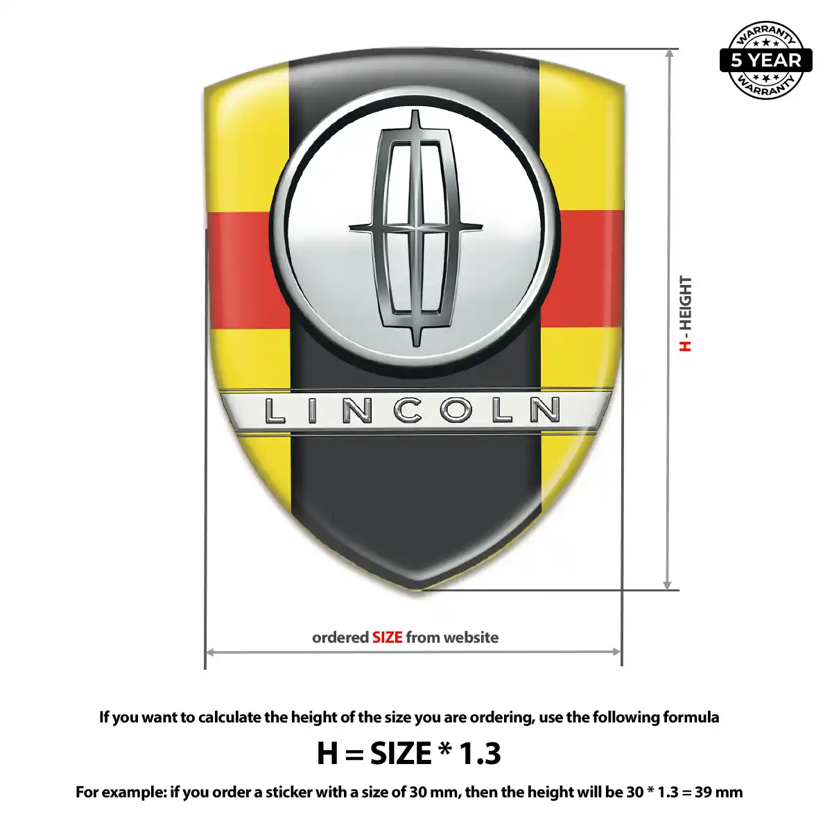 Lincoln Resin Domed Sticker Refined Design