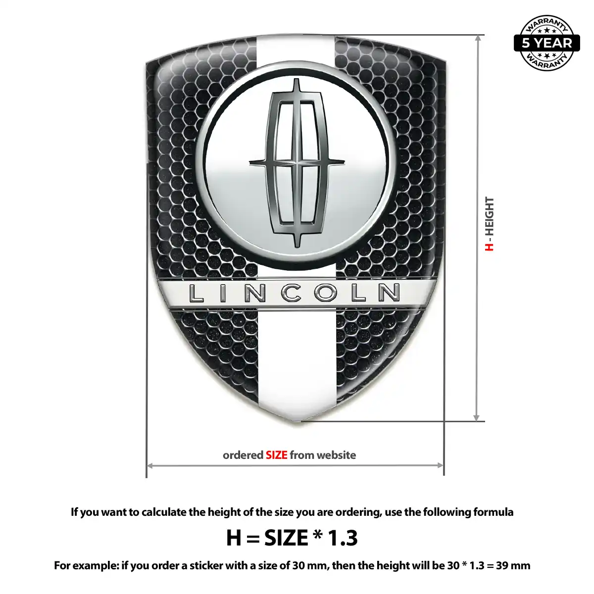 Lincoln Resin Emblem Sticker Elite Finish