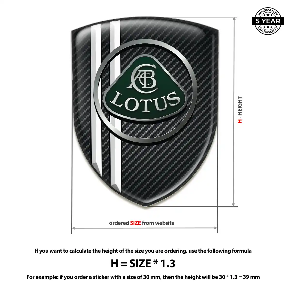 Lotus 3D Domed Sticker Signature Grade
