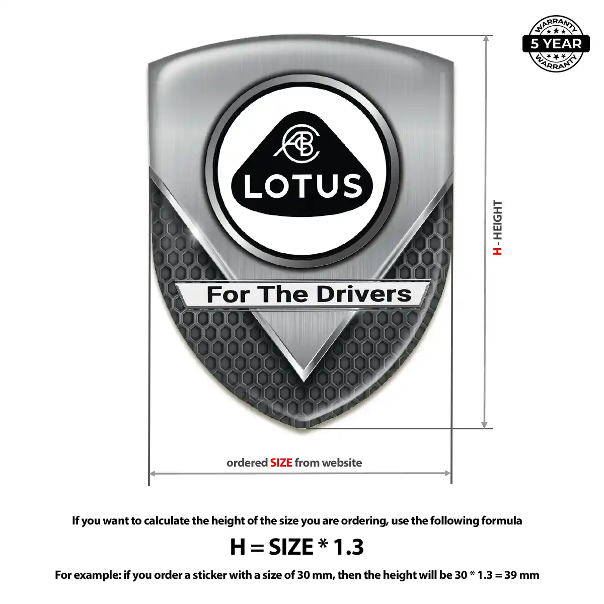 Lotus Domed Car Sticker Elite Finish