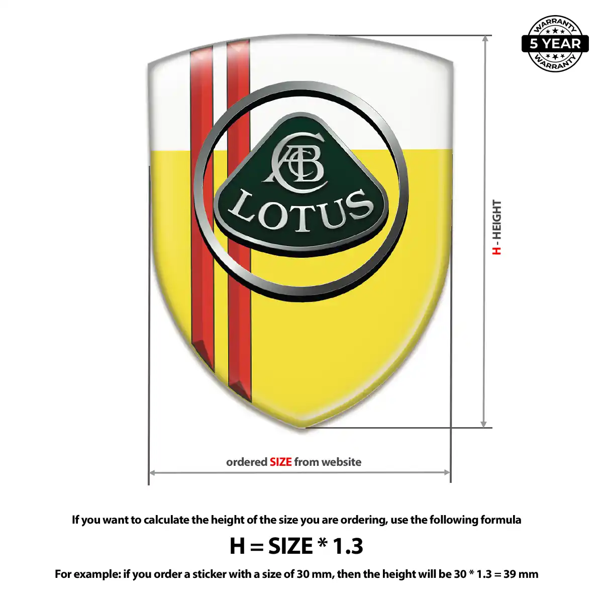 Lotus Domed Car Sticker Interior Luxe