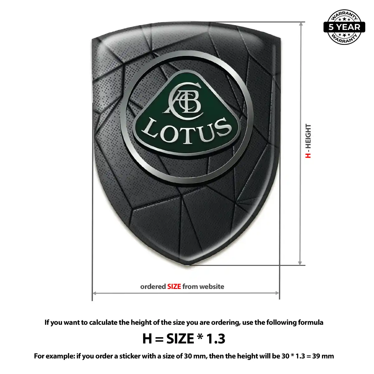 Lotus Domed Car Sticker Resin Luxe