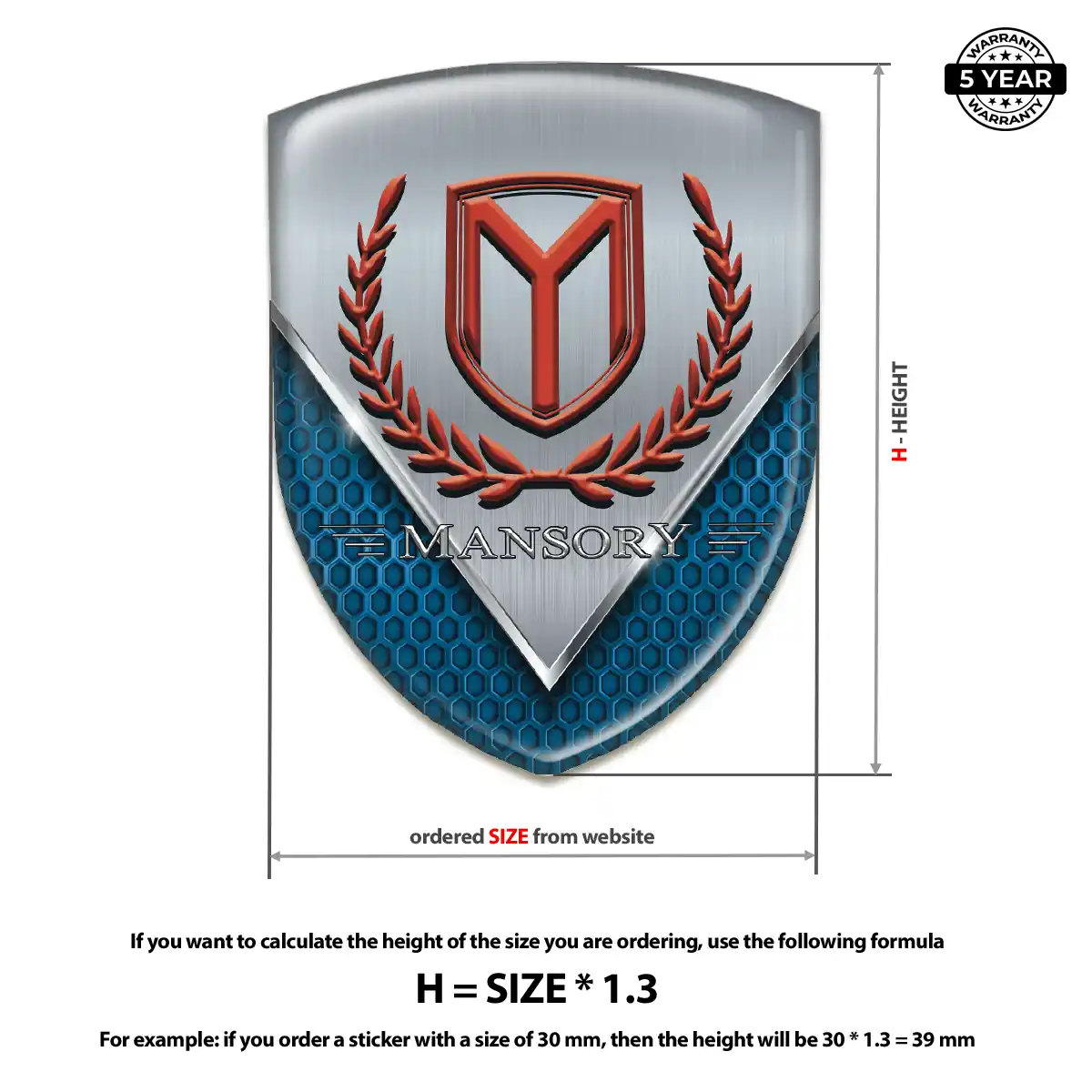 Mansory Crest Logo Emblem Prime Quality