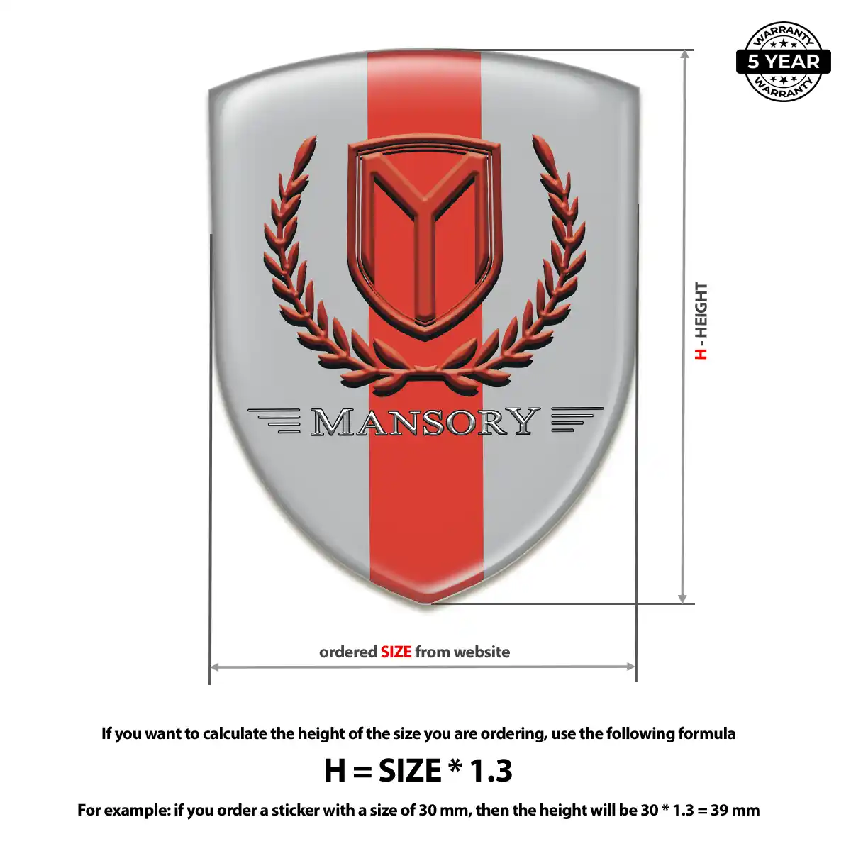 Mansory Domed Car Sticker Resin Elite