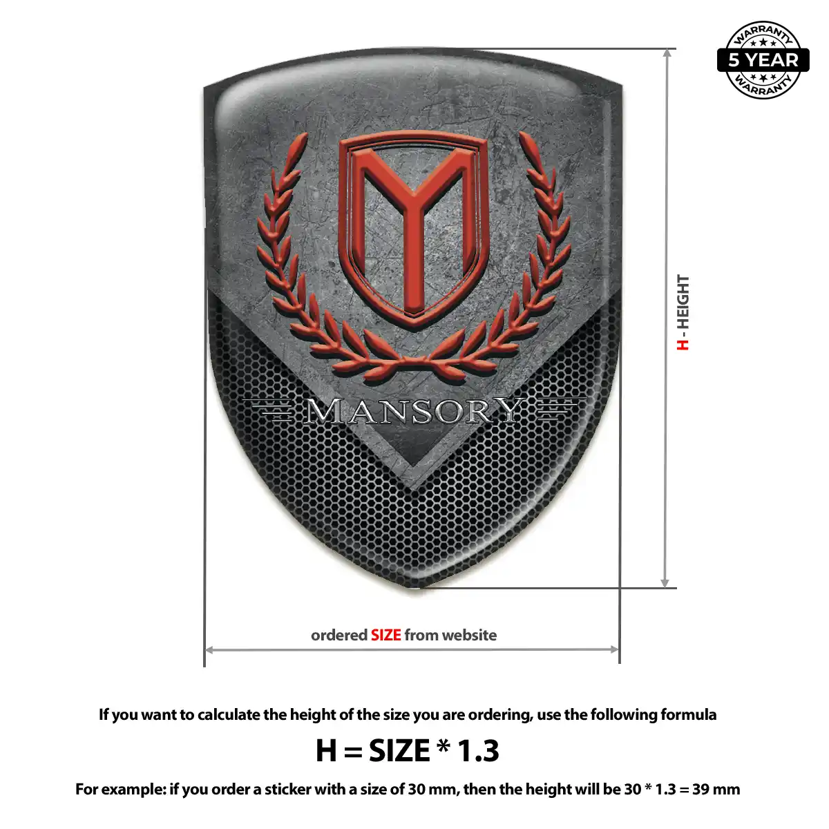 Mansory Domed Car Sticker Resin Luxe