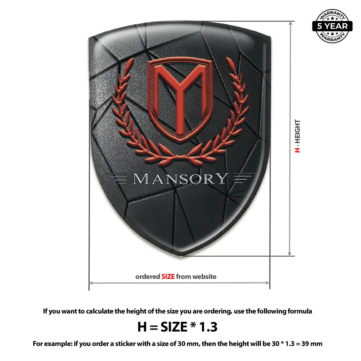 Mansory Domed Logo Decal Elite Finish