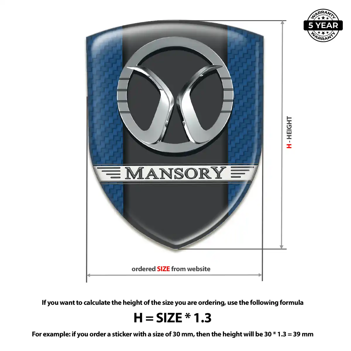 Mansory Domed Logo Decal Prime Quality