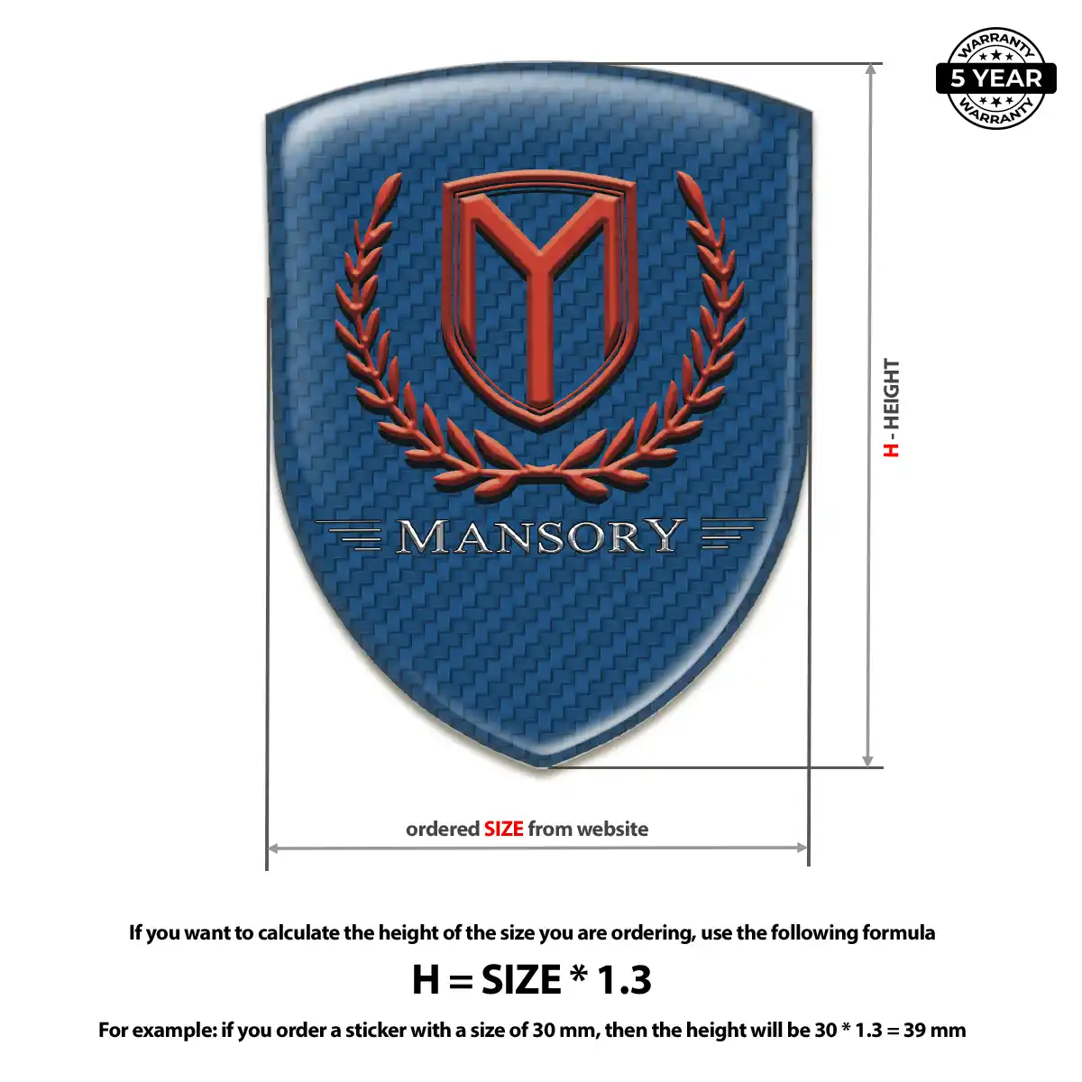 Mansory Epoxy Domed Sticker Resin Luxe