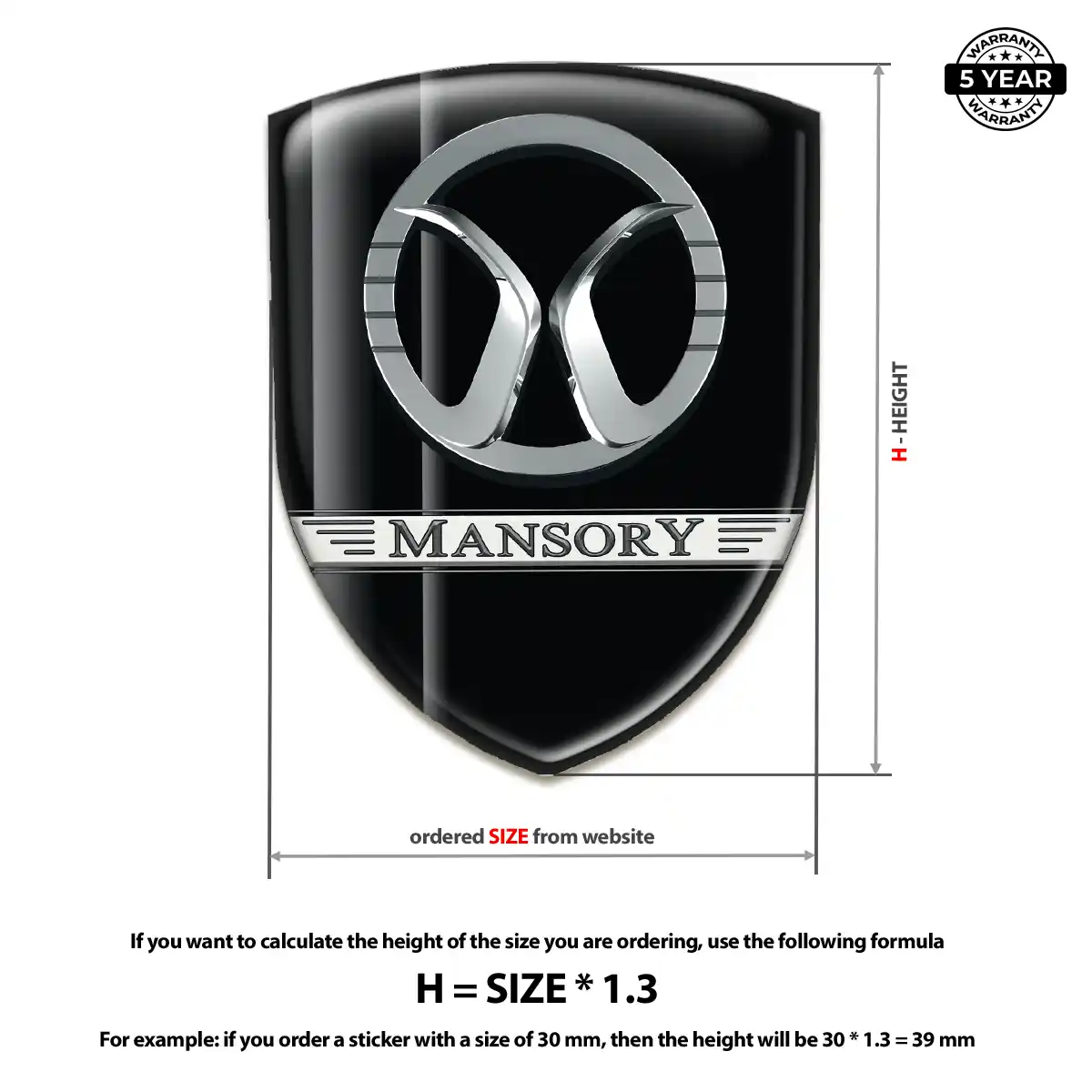 Mansory Polyurethane Domed Sticker Elite Finish