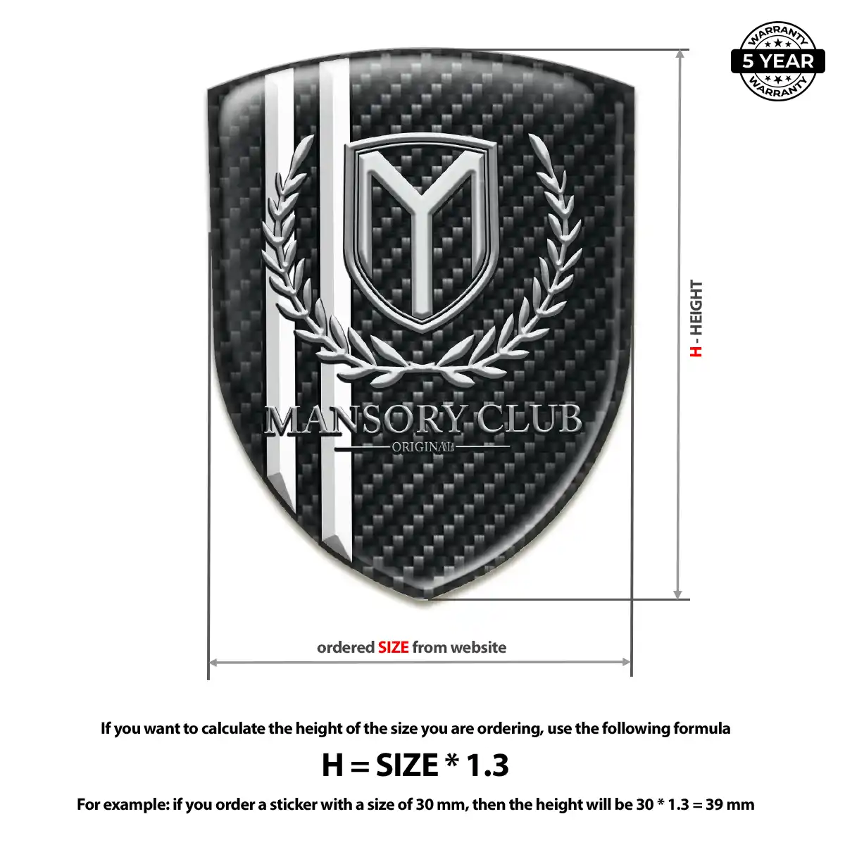 Mansory Polyurethane Domed Sticker Interior Luxe
