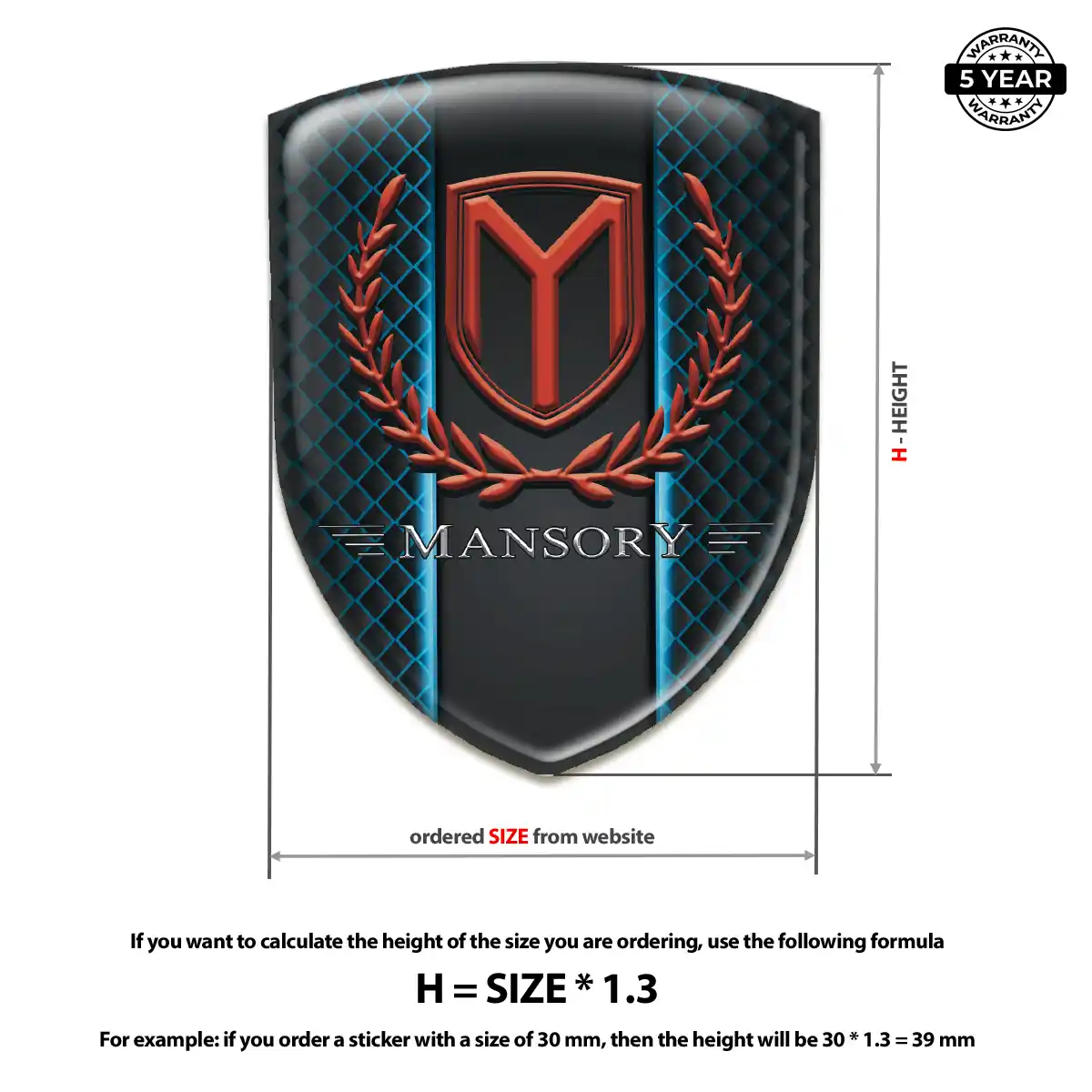 Mansory Polyurethane Domed Sticker Premium Dome