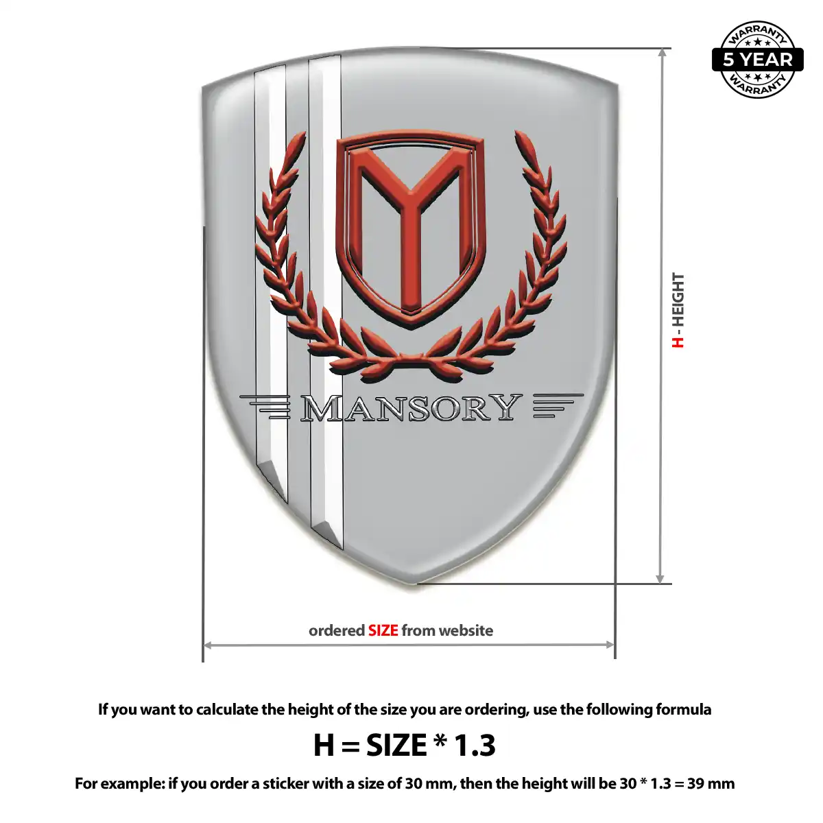 Mansory Polyurethane Domed Sticker Resin Elite