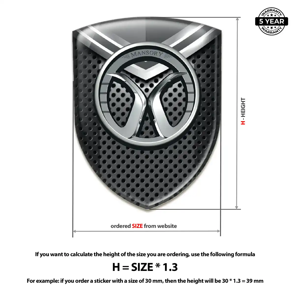 Mansory Polyurethane Domed Sticker Resin Luxe