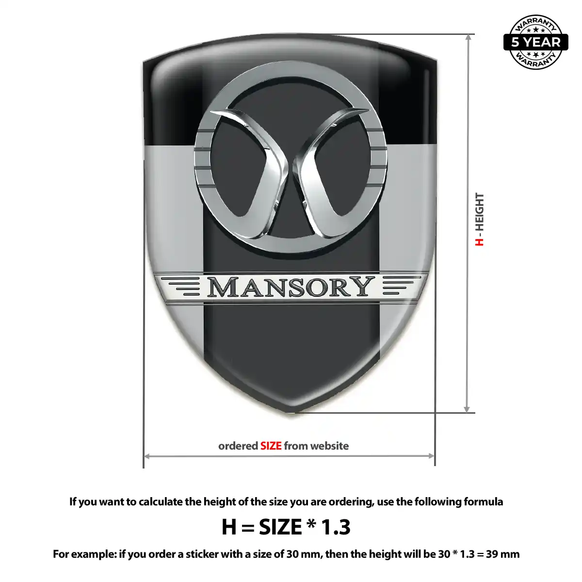 Mansory Polyurethane Domed Sticker Sleek Style