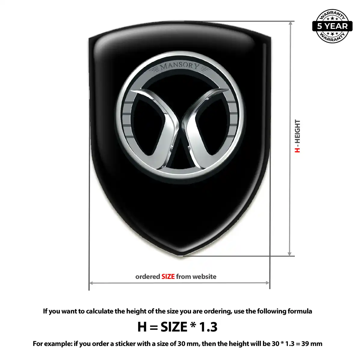 Mansory Resin Domed Sticker Resin Luxe