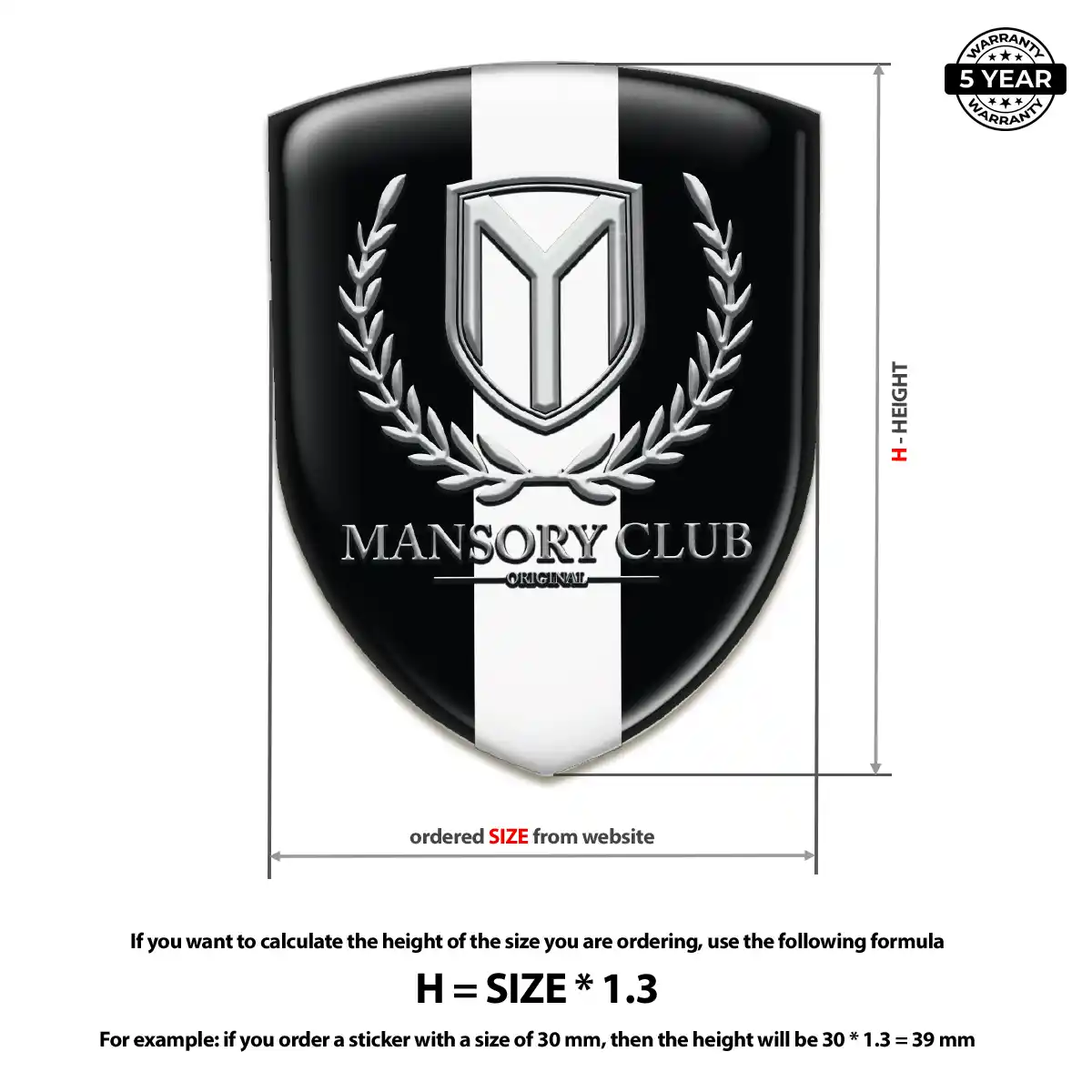 Mansory Resin Domed Sticker Signature Grade