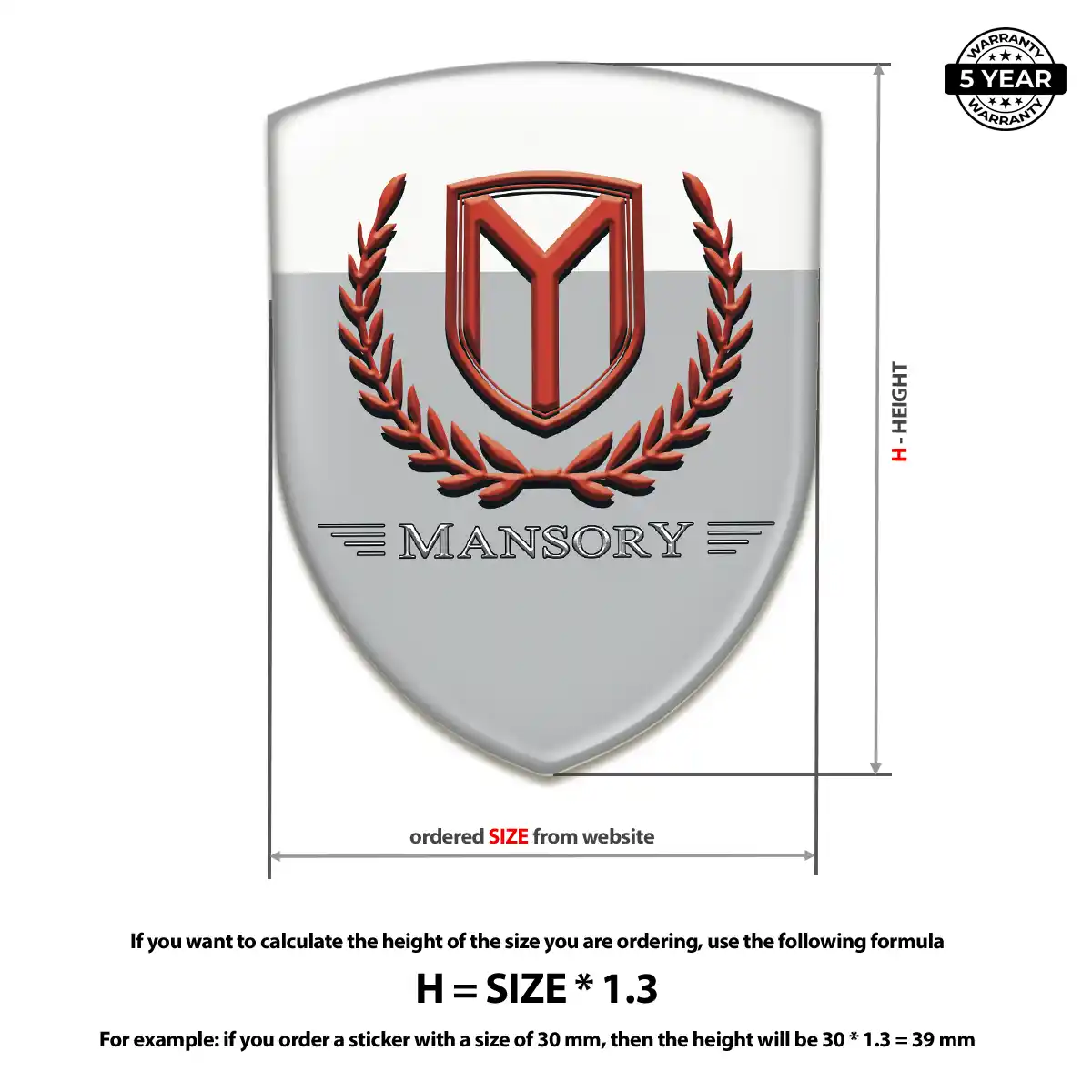 Mansory Resin Domed Sticker Sleek Style