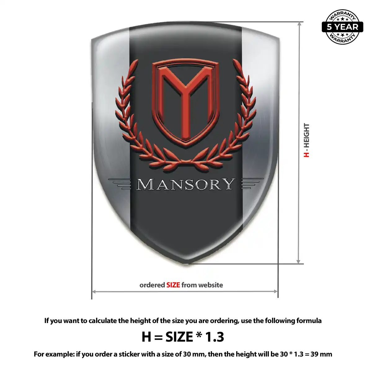 Mansory Self Adhesive Emblem Sticker Signature Grade