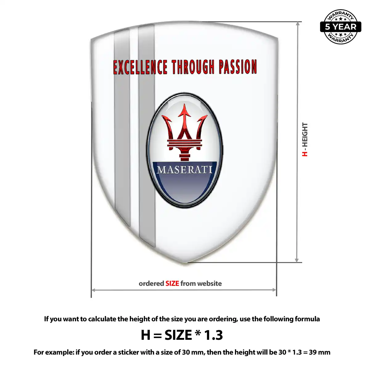 Maserati 3D Badge Sticker Elite Finish