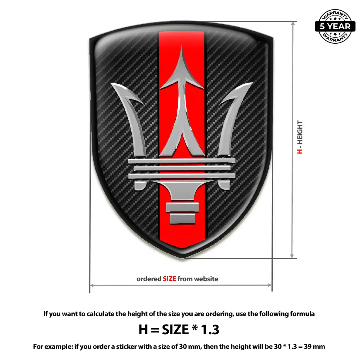 Maserati 3D Badge Sticker Refined Design
