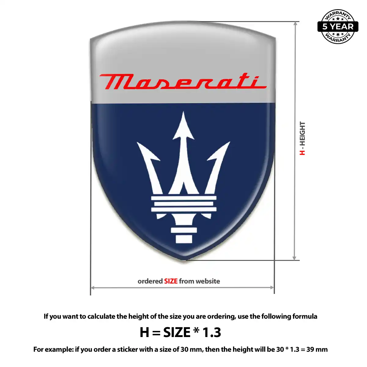 Maserati 3D Badge Sticker Superior Craft