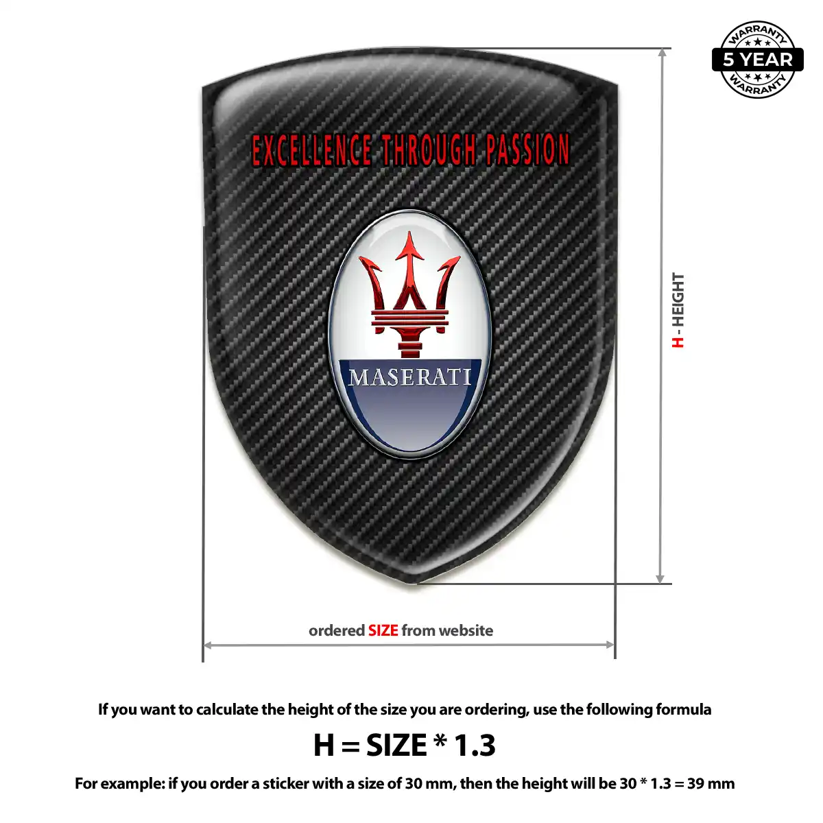 Maserati 3D Domed Sticker Elite Finish