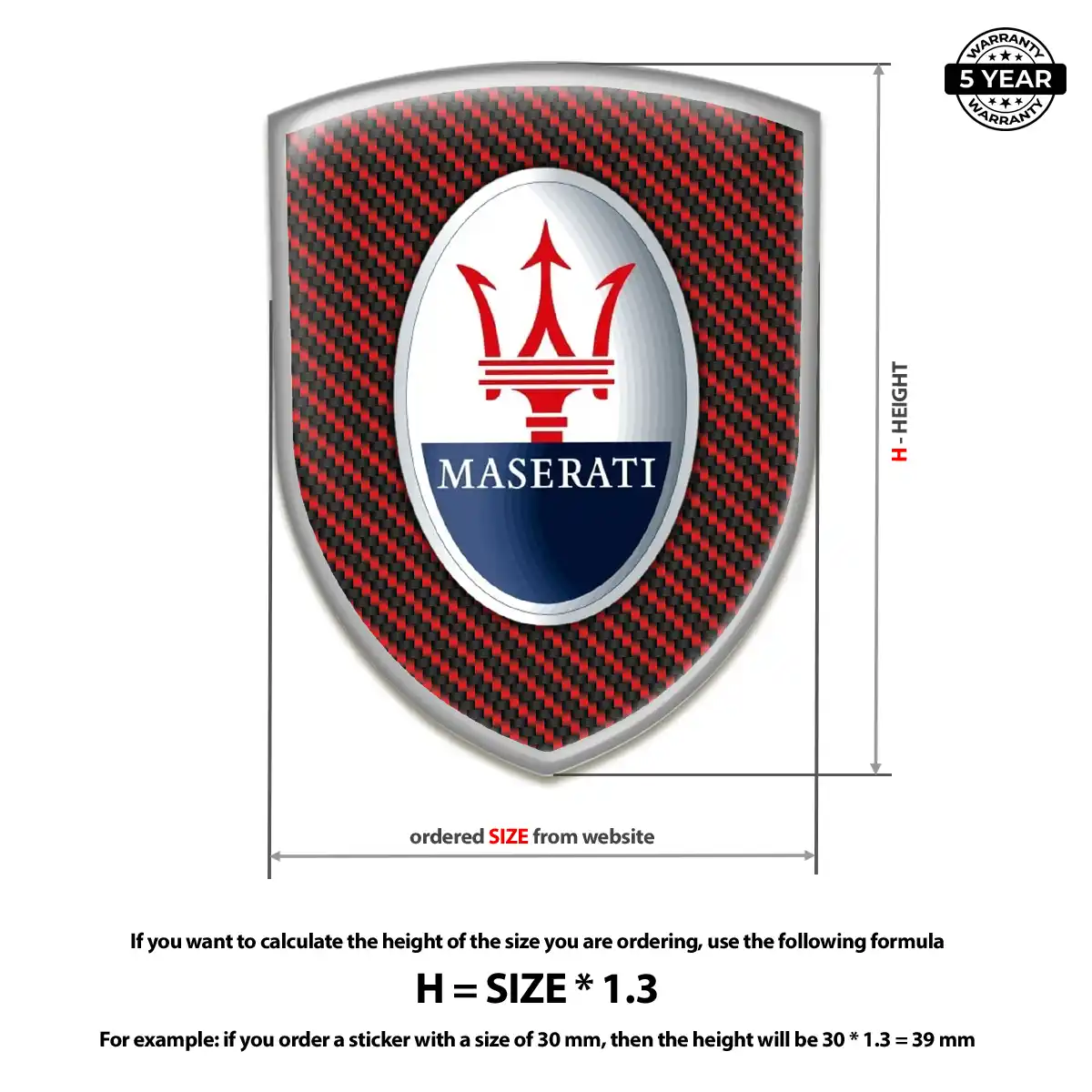 Maserati 3D Domed Sticker Refined Design