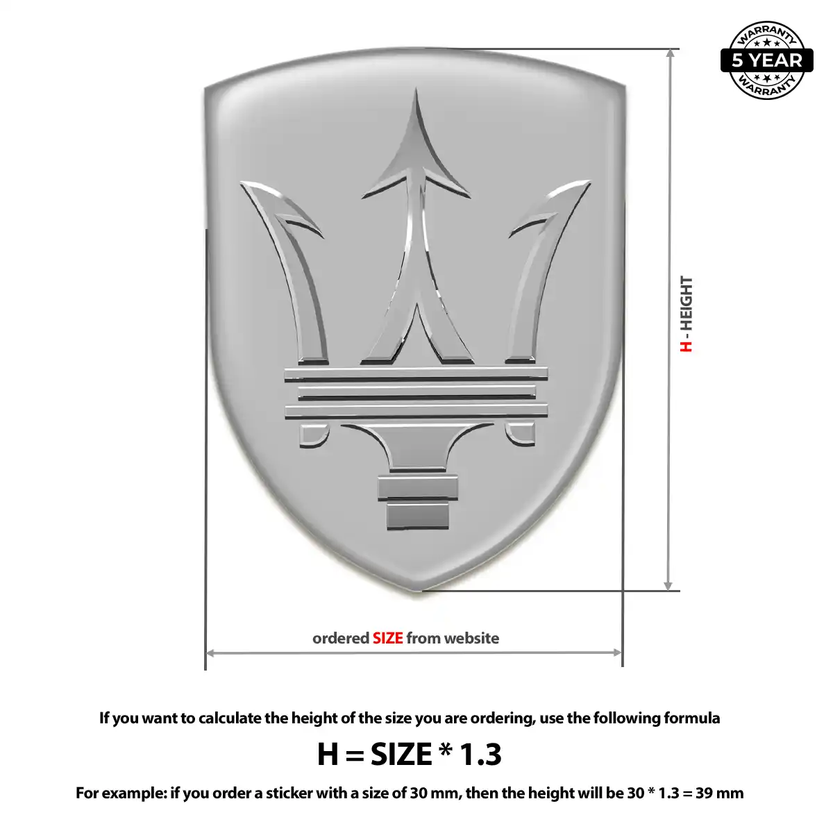 Maserati 3D Domed Sticker Sleek Style