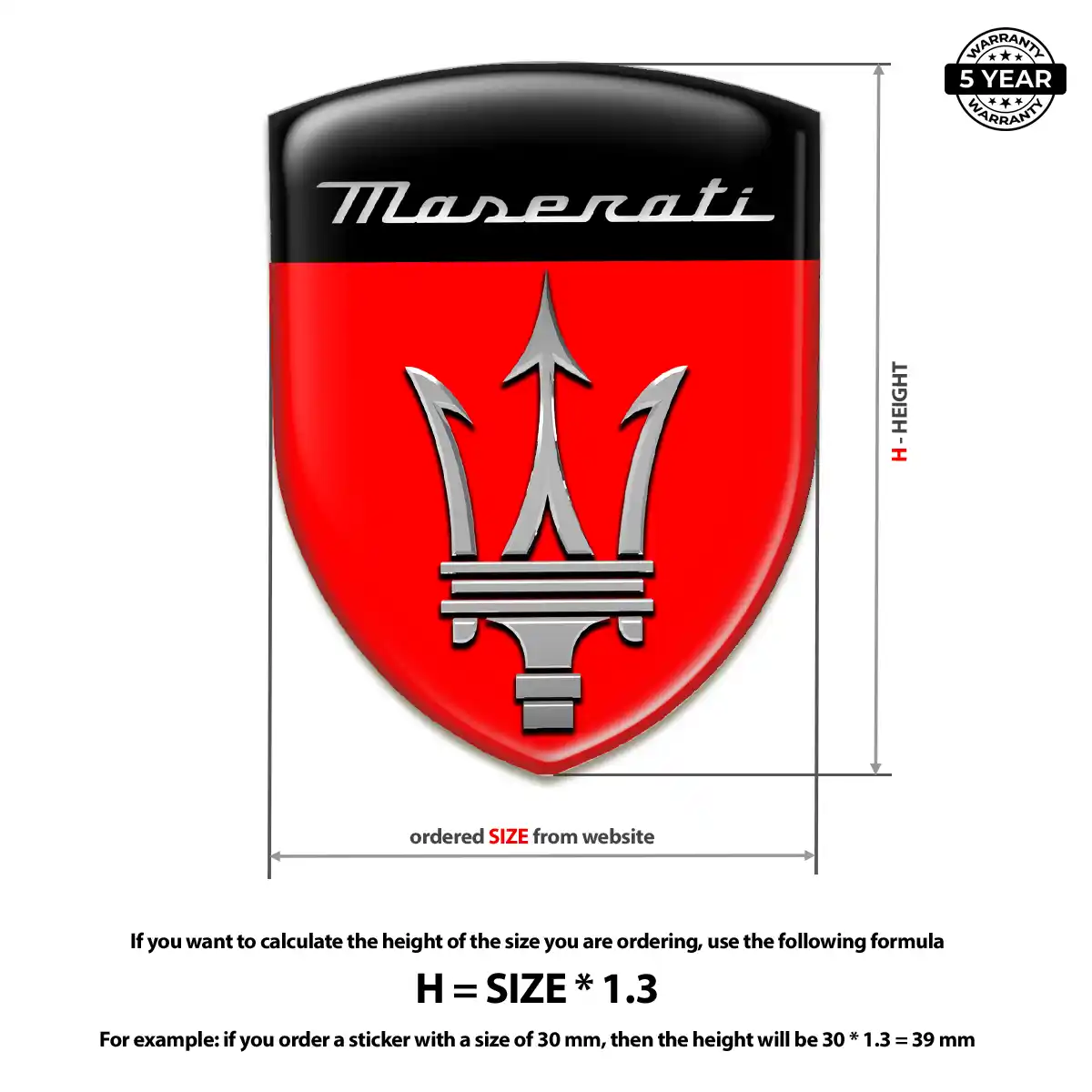 Maserati 3D Domed Sticker Superior Craft