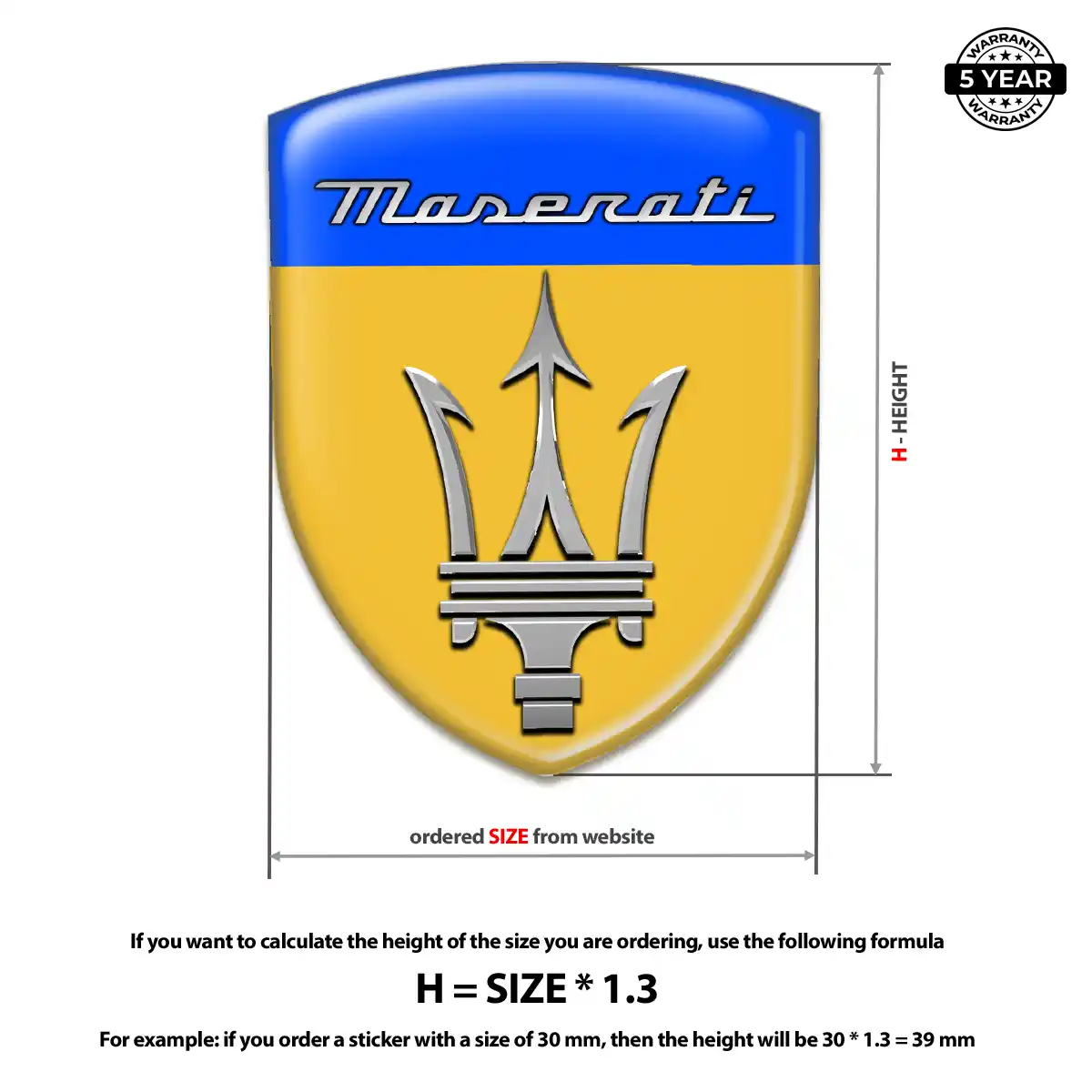 Maserati 3D Emblem Sticker Elite Finish