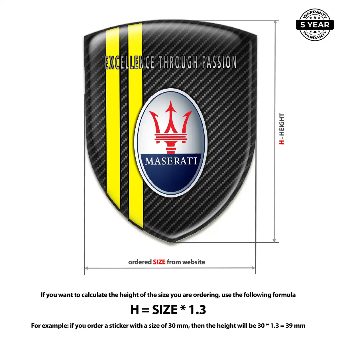 Maserati 3D Emblem Sticker Refined Design