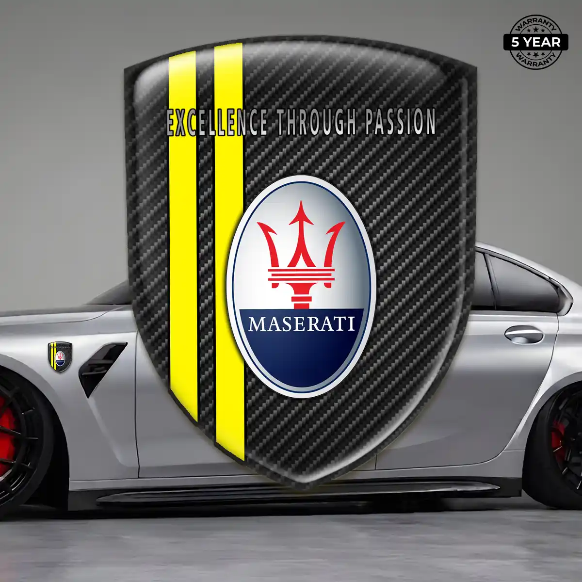 Maserati 3D Emblem Sticker Refined Design