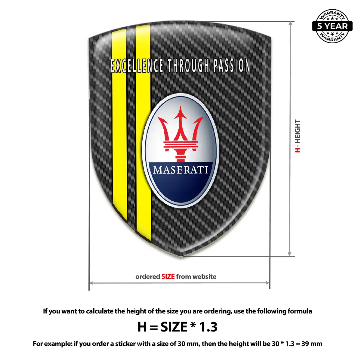 Maserati 3D Emblem Sticker Superior Craft