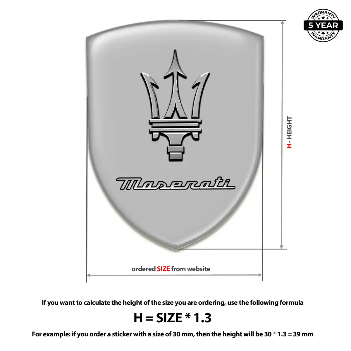 Maserati 3D Gel Sticker Elite Finish