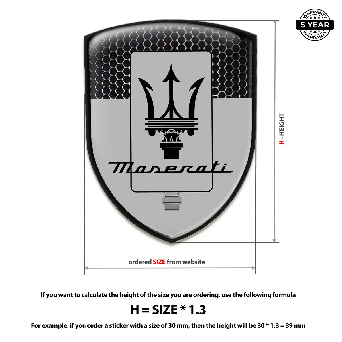 Maserati 3D Gel Sticker Sleek Style