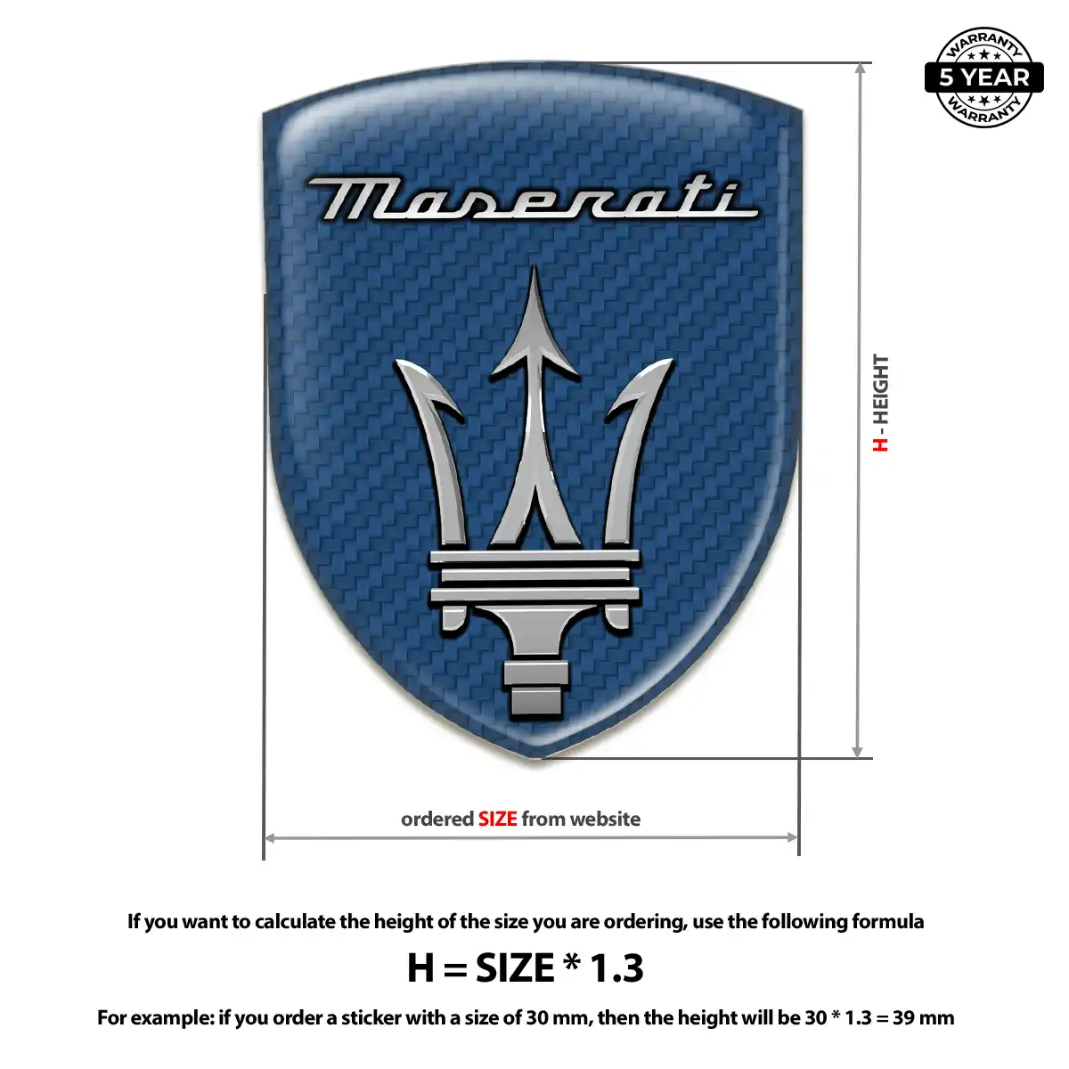 Maserati 3D Logo Sticker Refined Design