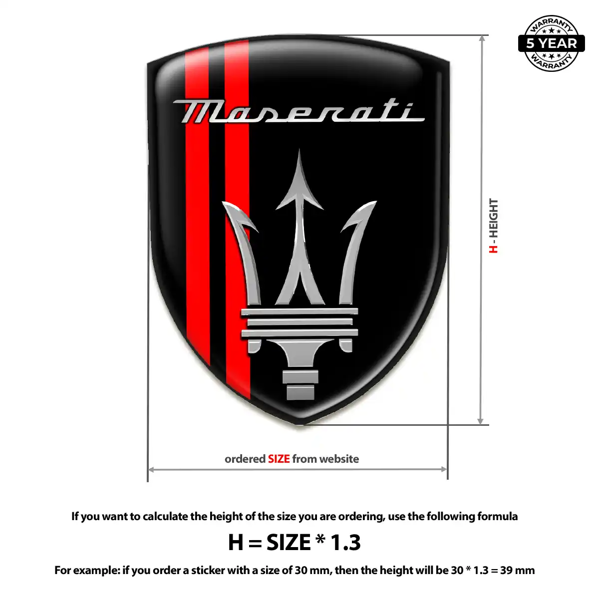 Maserati 3D Logo Sticker Sleek Style